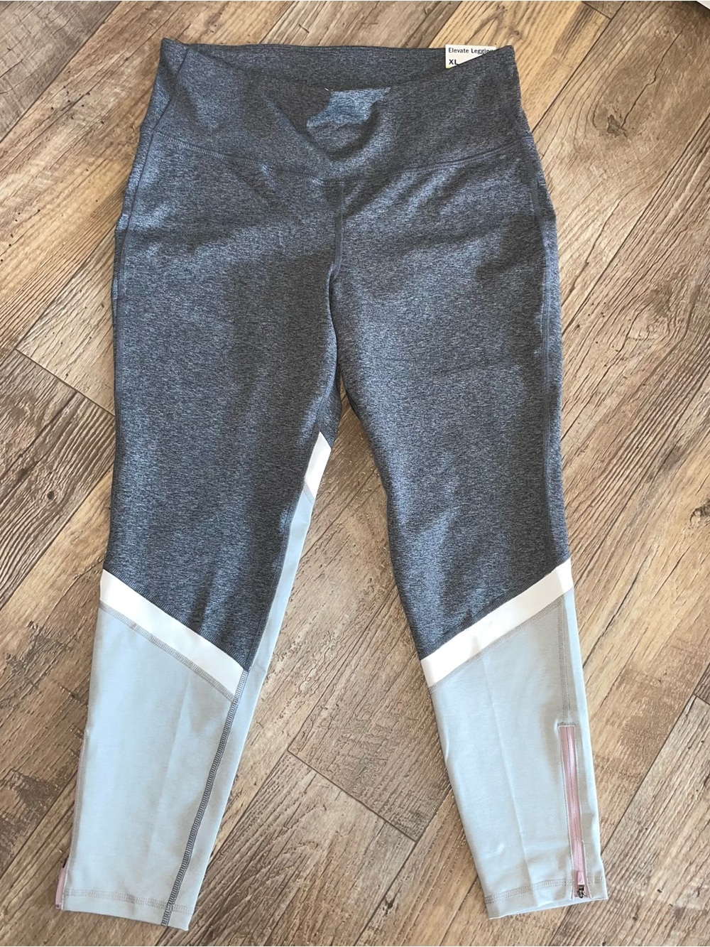 Old Navy Grey and Light Blue Colorblock High-Rise Track Joggers
